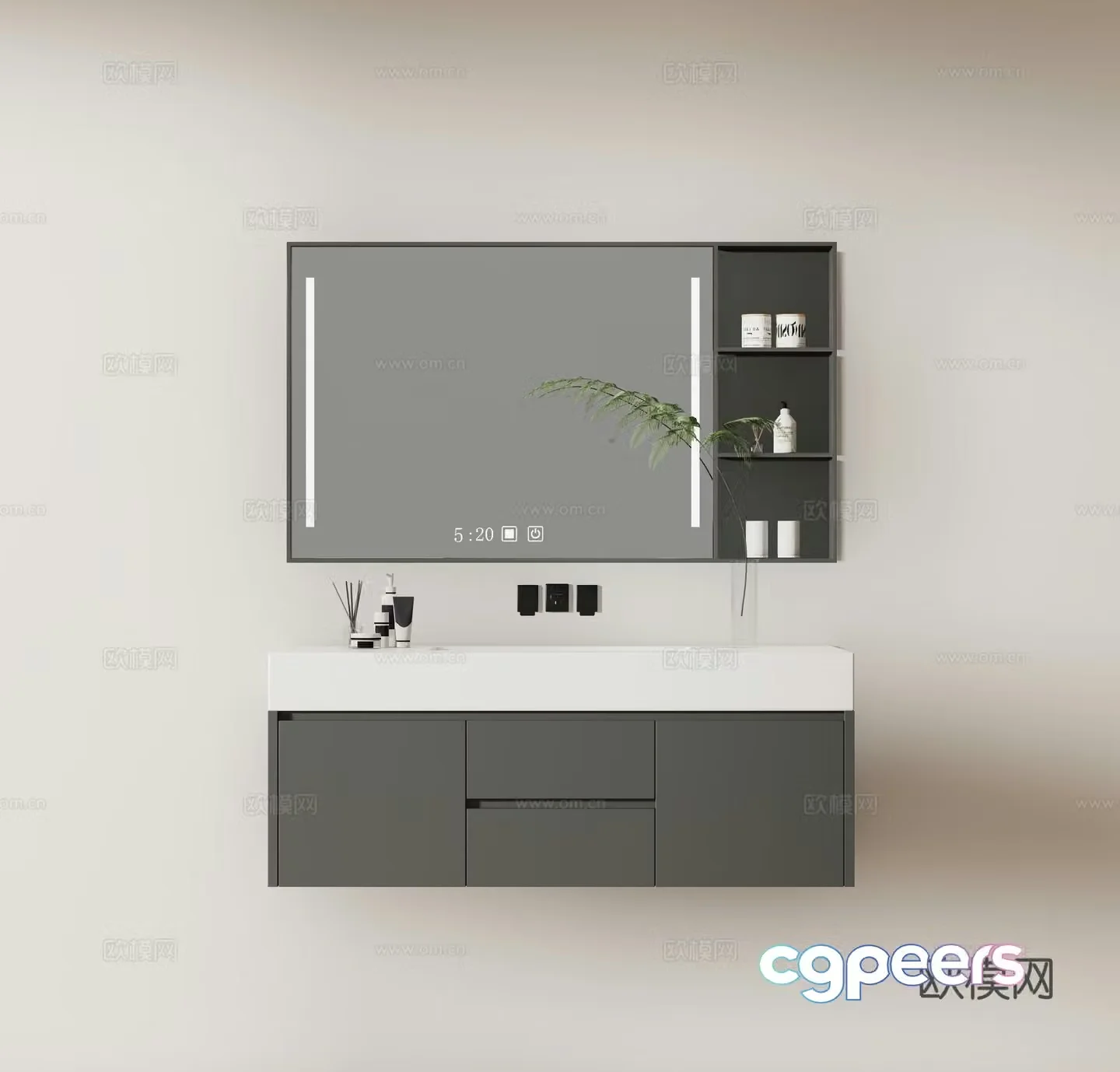 Modern basin cabinet bathroom cabinet wash cabinet mirror cabinet 3d model