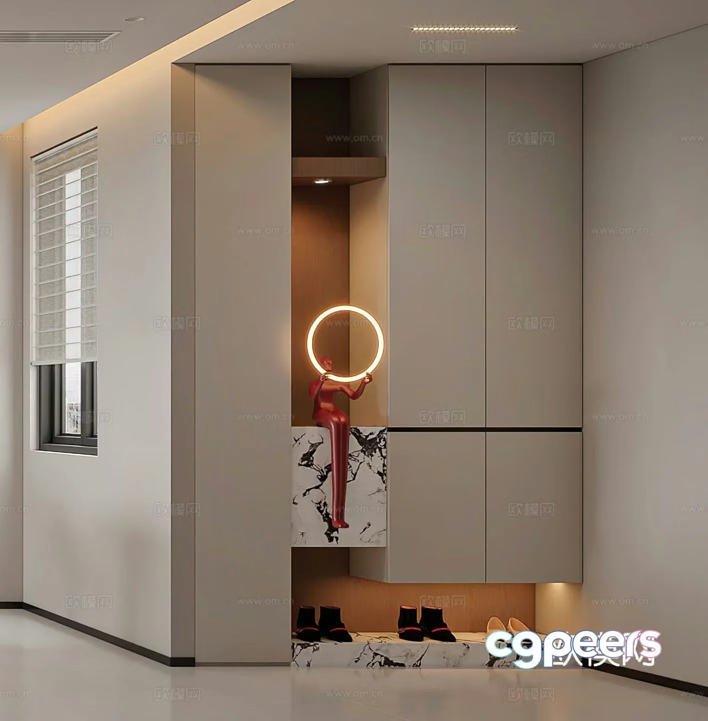 Modern shoe cabinet light luxury shoe cabinet ornament decoration porch cabinet decorative cabinet landscape wall 3D model