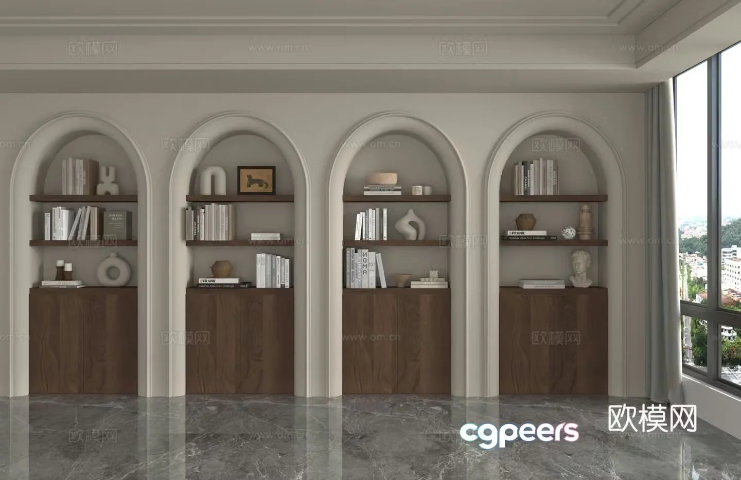 3D model of medieval style bookcase