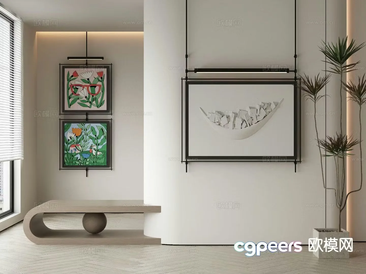 Modern art painting flower painting decorative painting 3d model