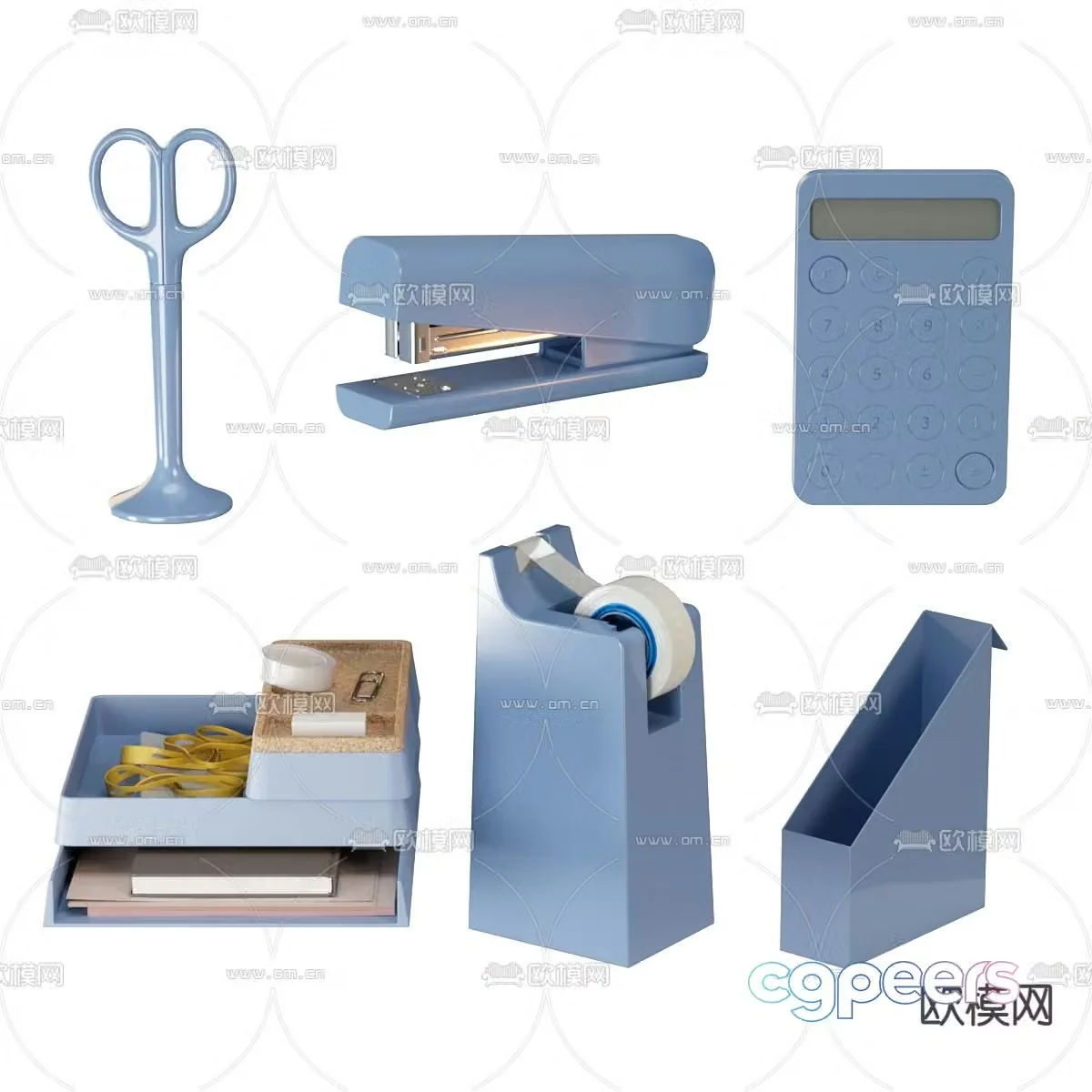 Office supplies desktop accessories scissors stapler 3d model