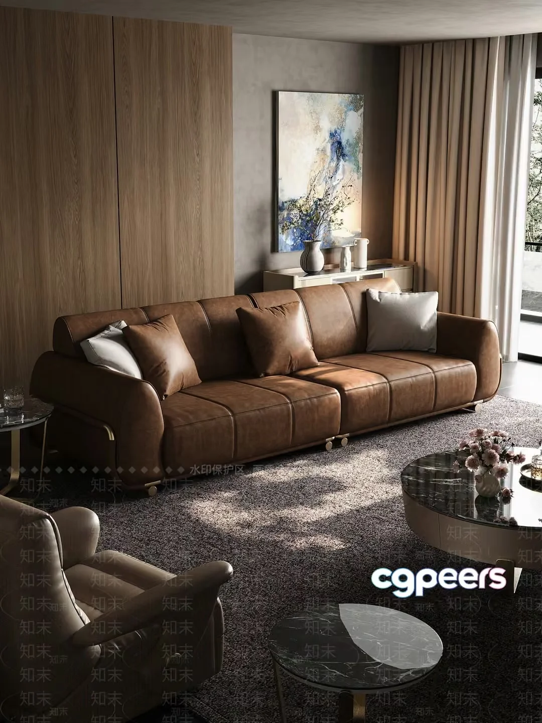 Modern Living Room 3D Model – 17182 – VRAY Render