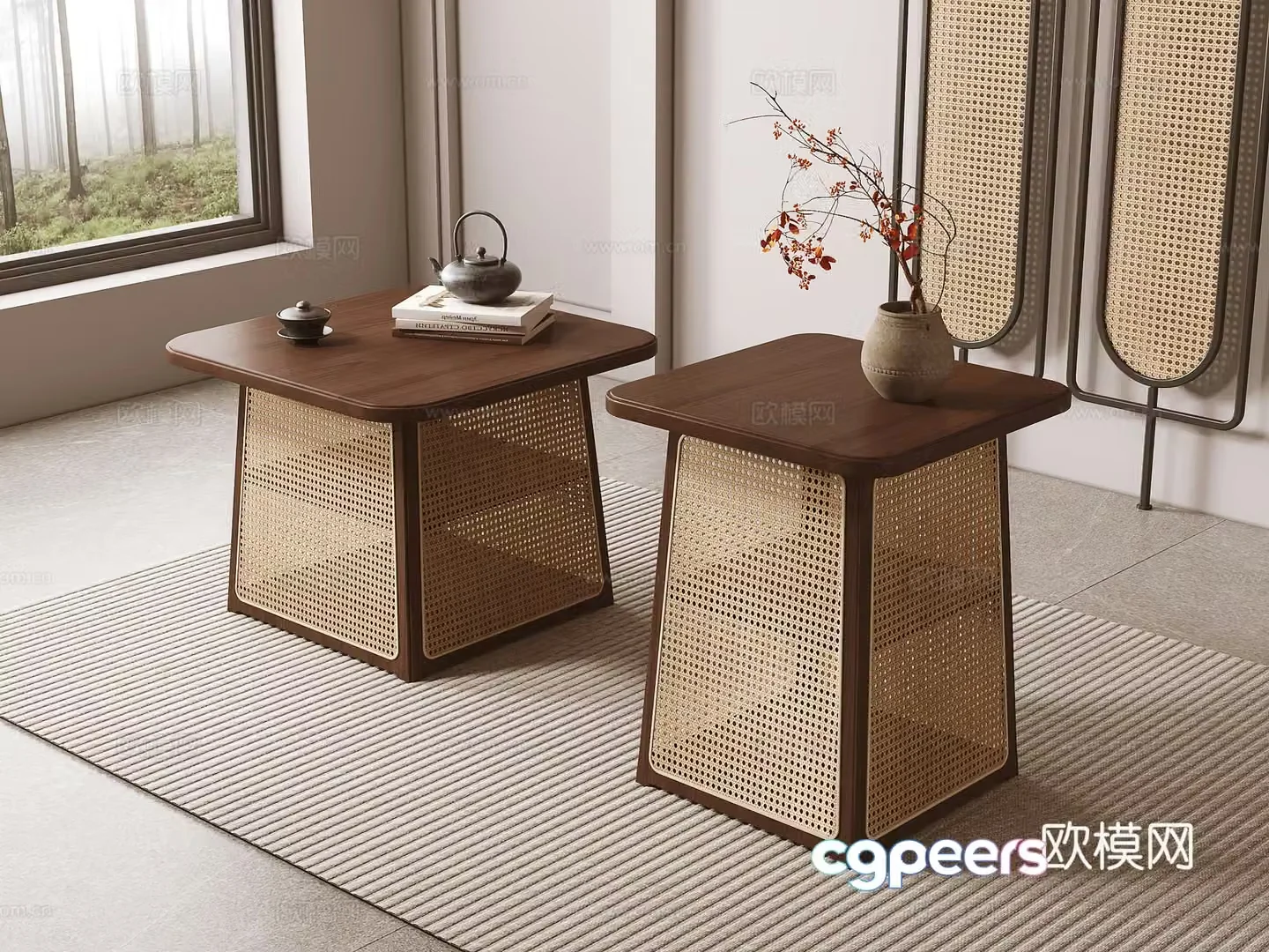 New Chinese side table angle table 3D model