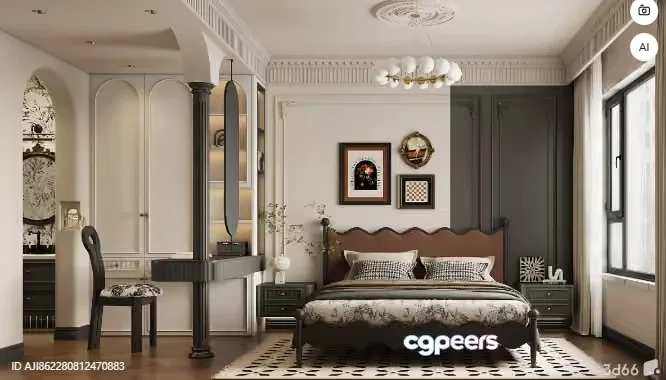 Cozy Bedroom 3D Model – 17229 – VRAY Render
