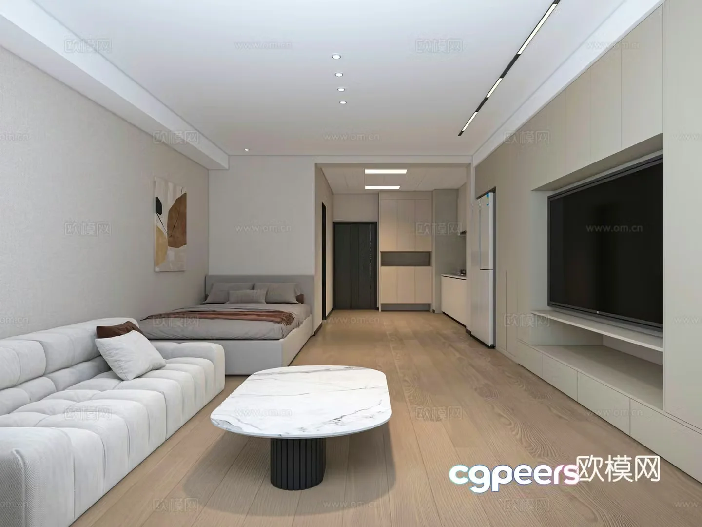 Modern single apartment 3d model
