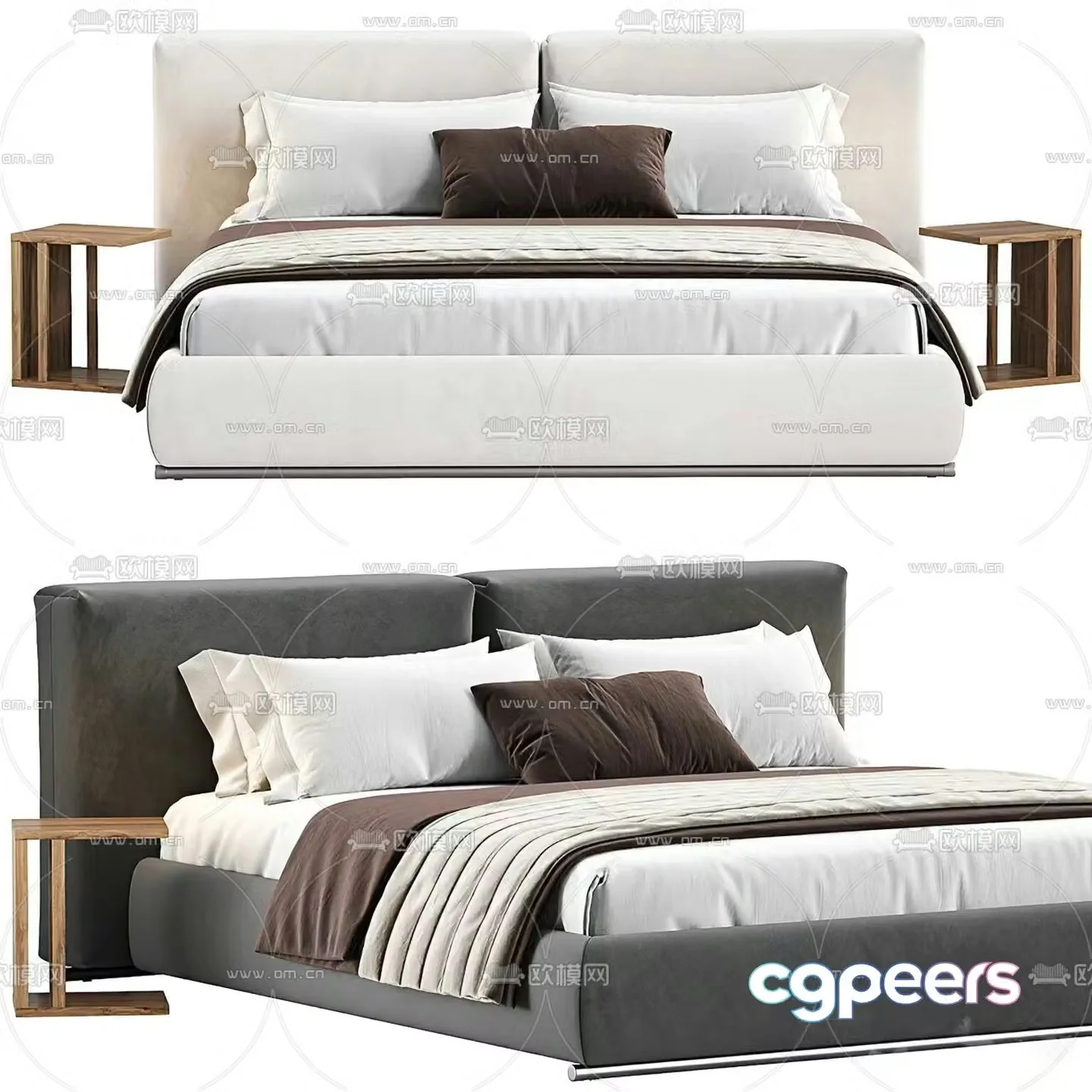 Modern double bed 3d model
