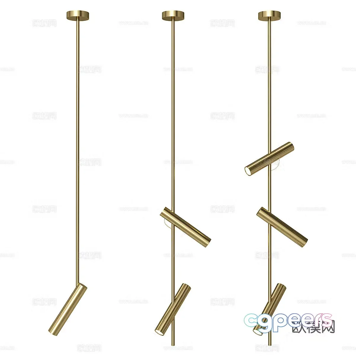 Modern light luxury minimalist hanging line spotlight 3D model