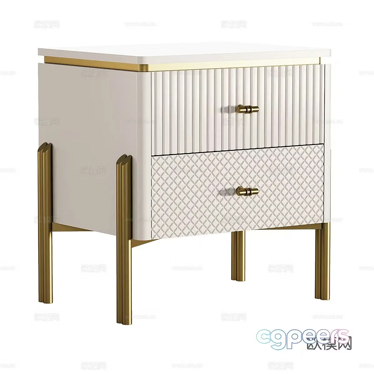 Modern simple and light luxury bedside table bedside table simple cabinet low cabinet 3d model