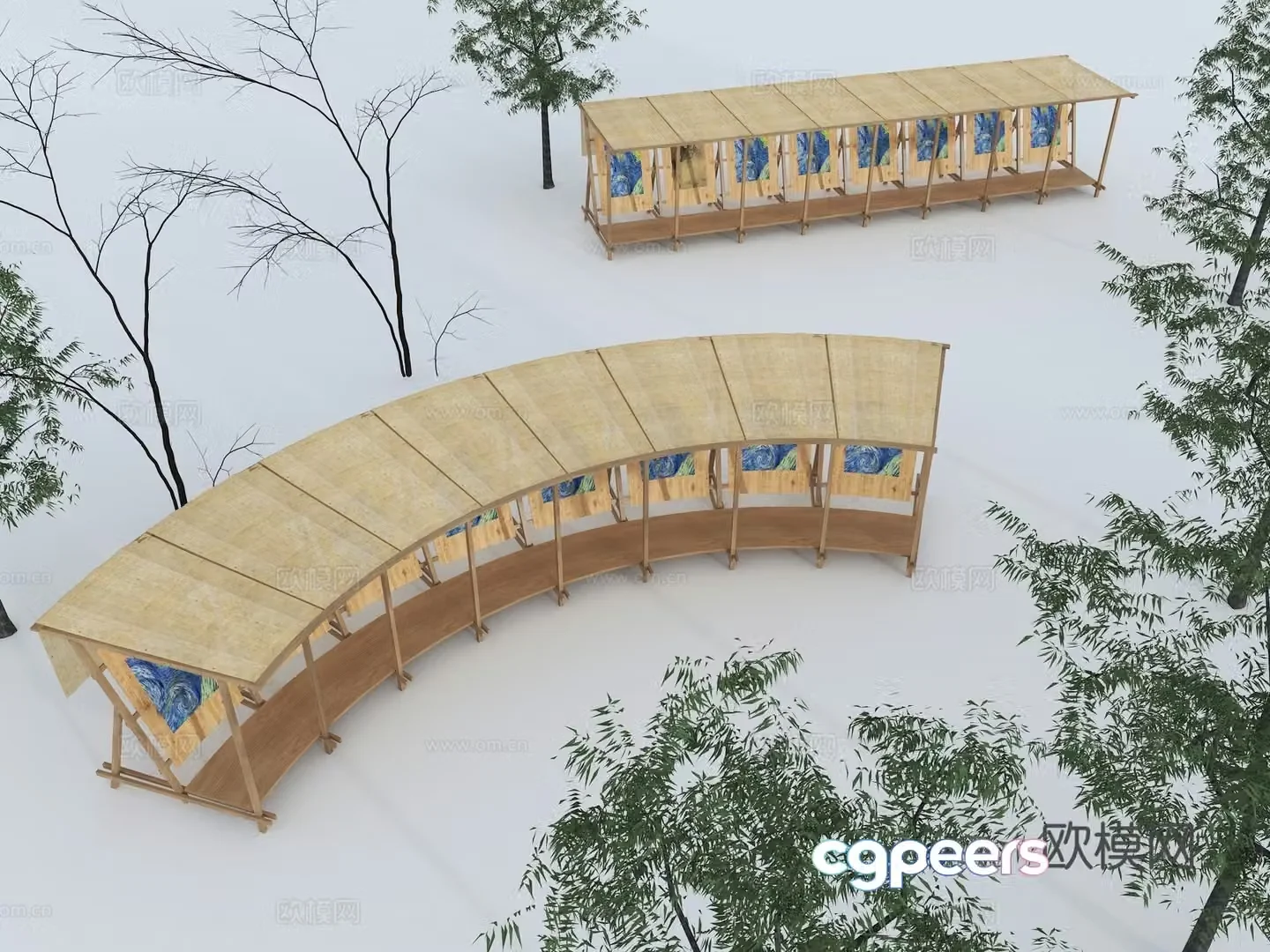 Modern corridor frame wooden gallery frame arc gallery frame special creative gallery frame 3D model