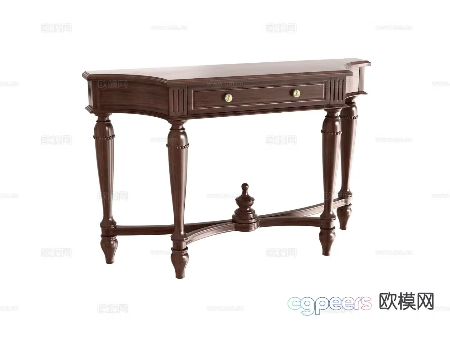American style side view table console table 3d model
