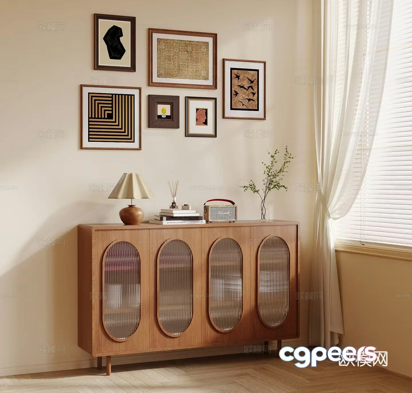 Nordic sideboard cupboard 3d model