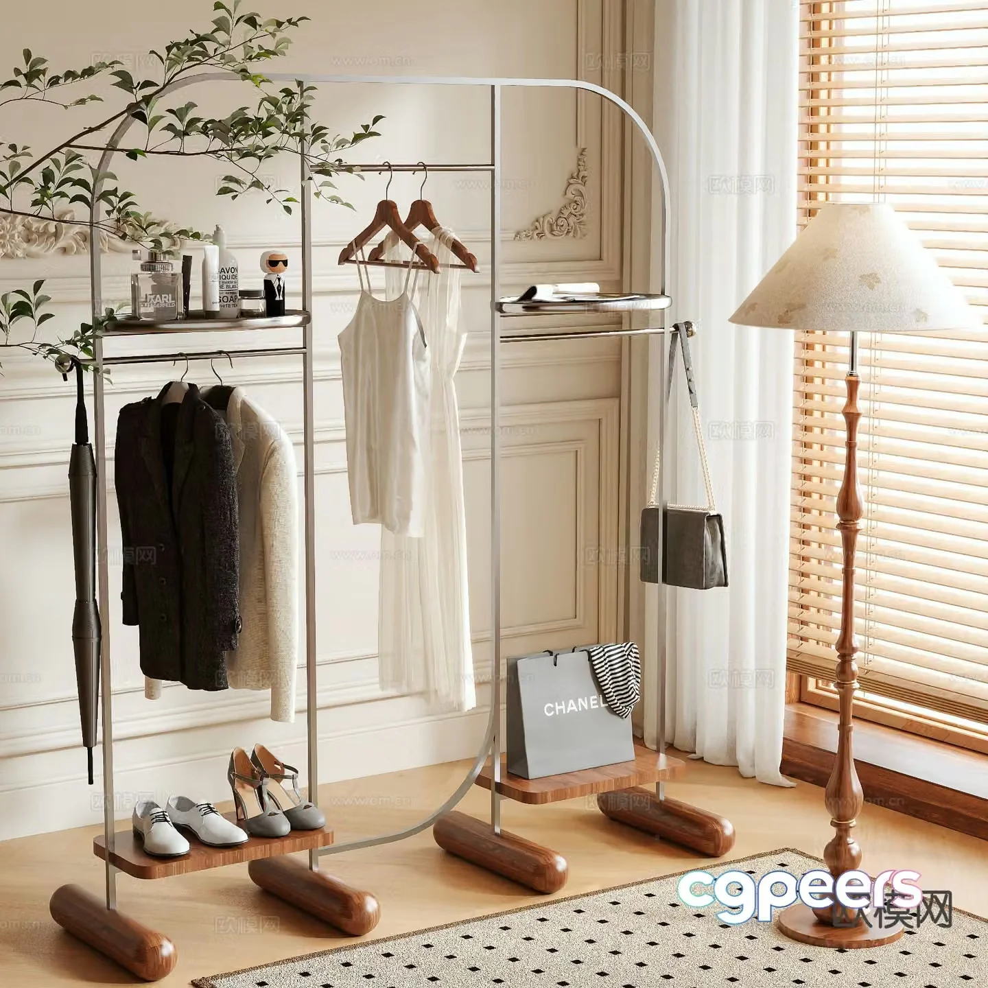 Clothes rack coat rack floor-standing clothes rack 3D model