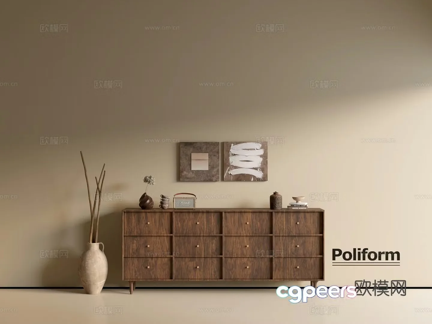 Modern wood grain cabinet ins wind minimalist wind cabinet whole cabinet sideboard balcony cabinet storage 3D model