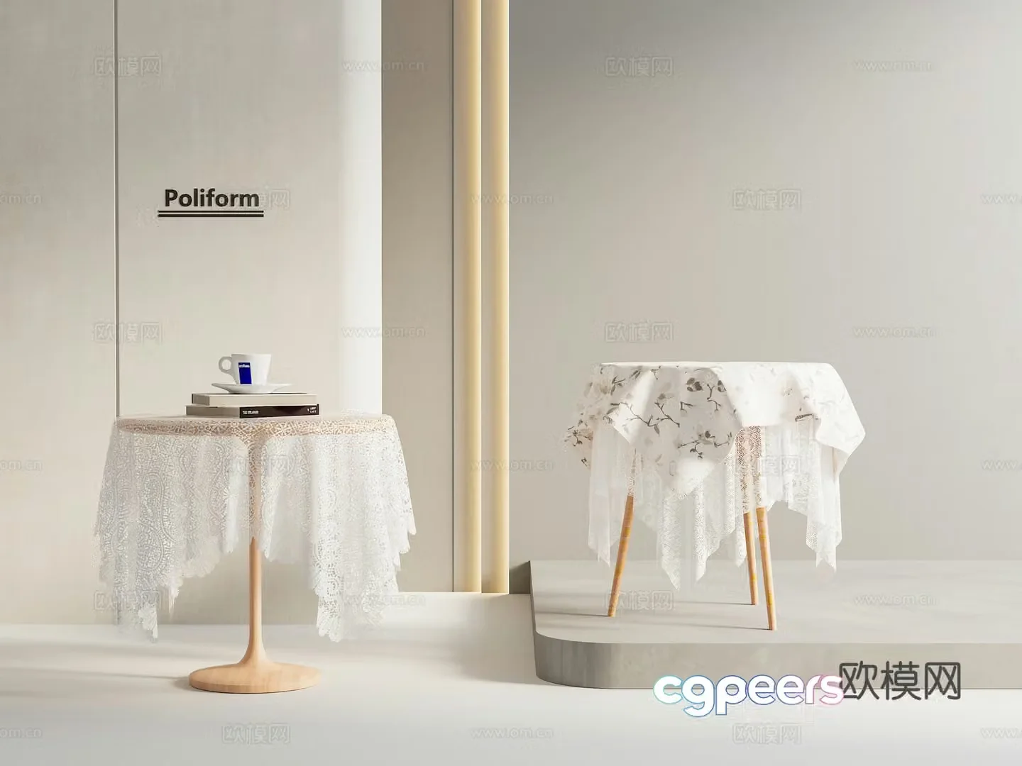 Modern tablecloth French tablecloth Creamy tablecloth Hollow tablecloth 3d model