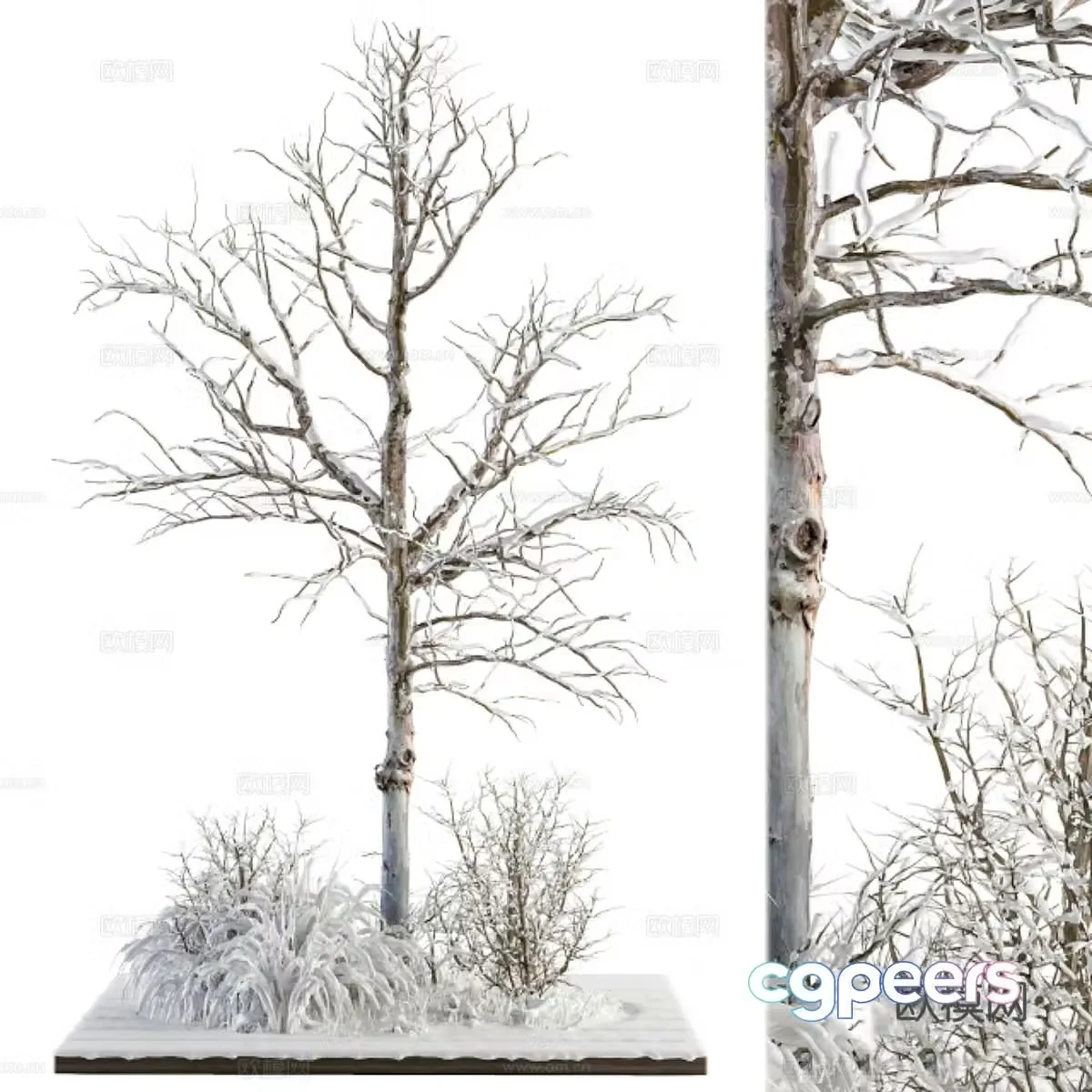 Snow Tree Snow Scenery Cedar Frozen Tree Dead Tree Snow Landscape Landscape Sketch Garden Tree Row 3D Model