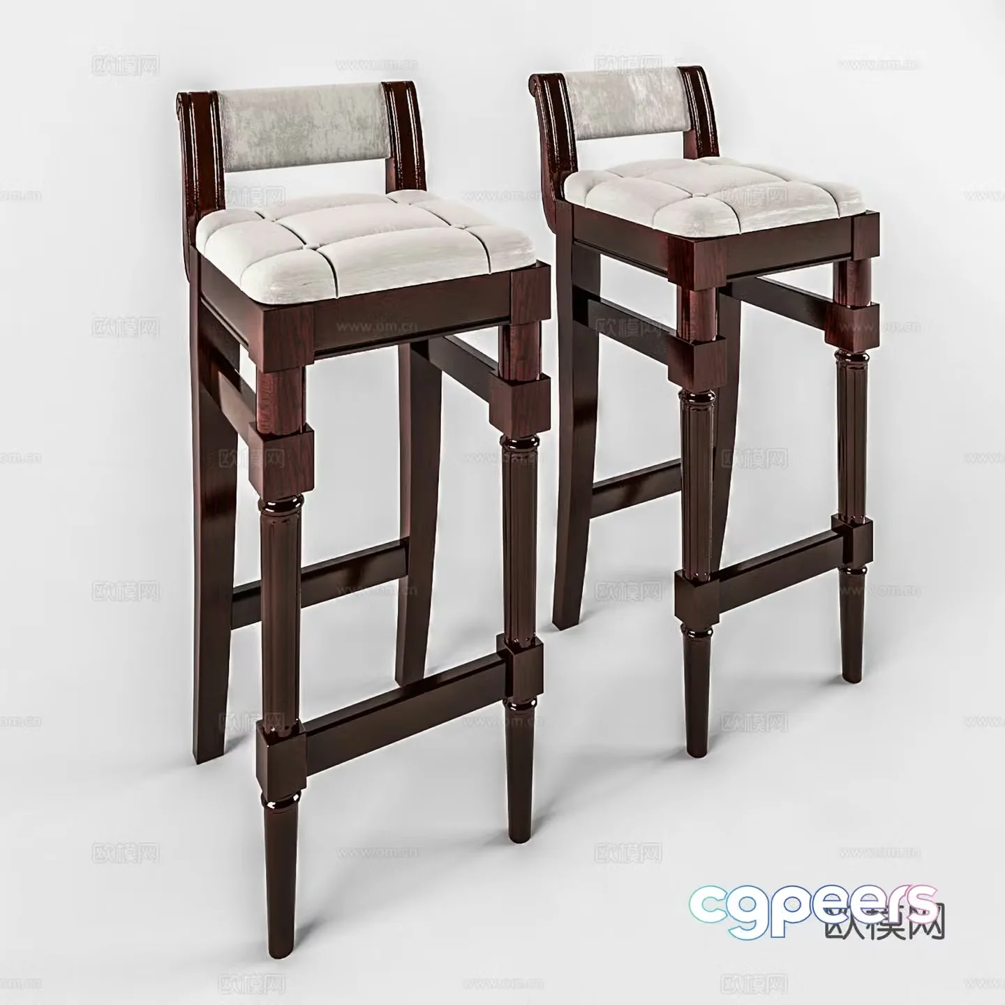 Middle style bar chair Wrought art bar chair Cafe restaurant bar chair 3D model
