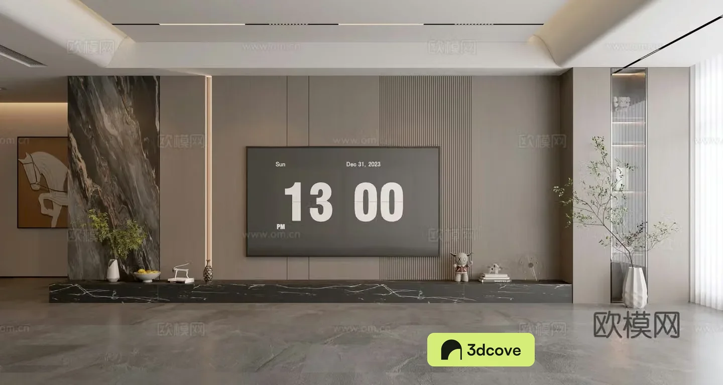 Modern Italian living room light luxury TV background wall sofa background wall villa living room ornaments