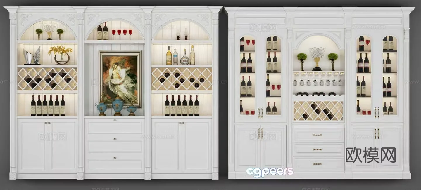 European wine cabinet combination 3D model