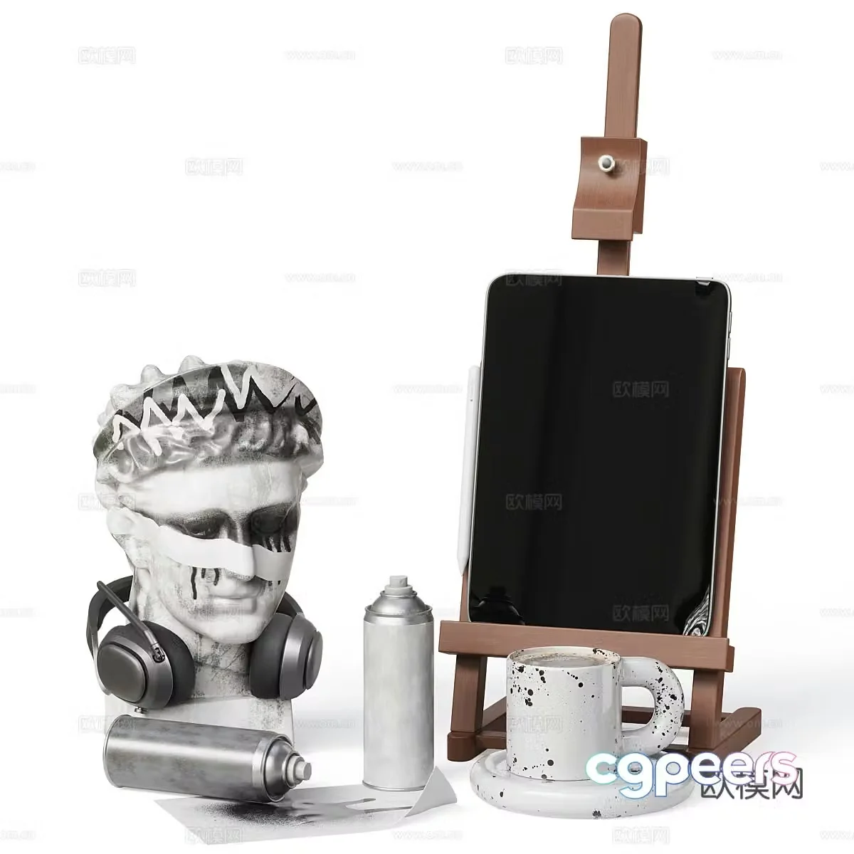 Modern Italian art jewelry ornaments combination 3D model
