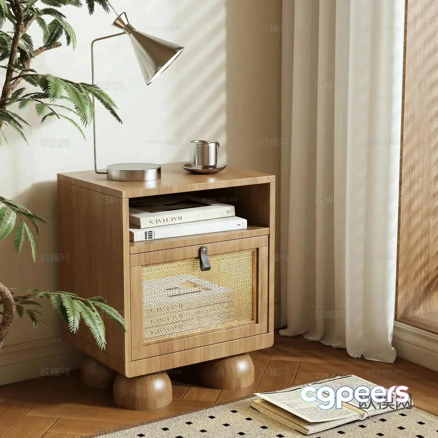 Medieval style bedside table 3d model