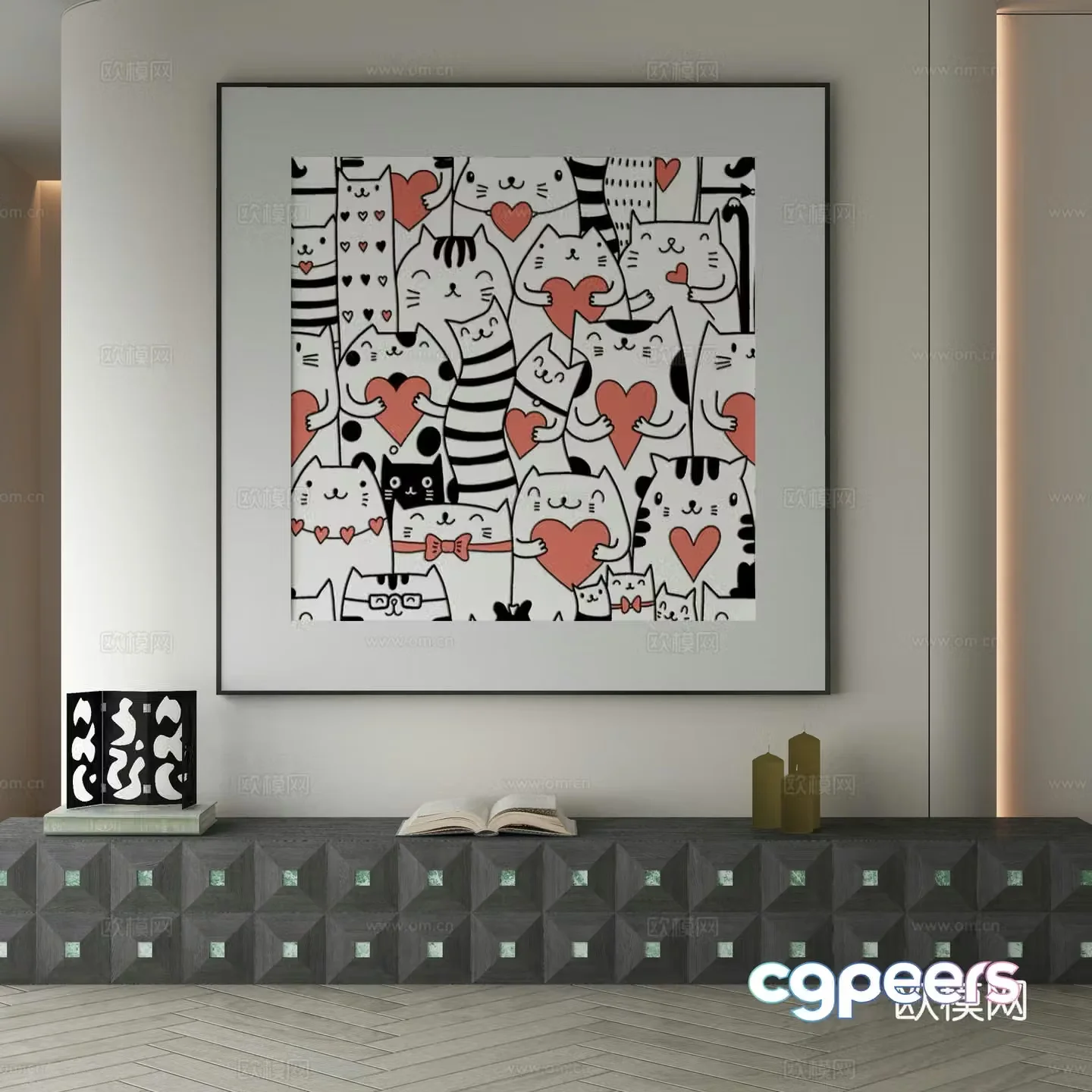 Modern Wasabi Hanging Painting Oil Painting 3D Model