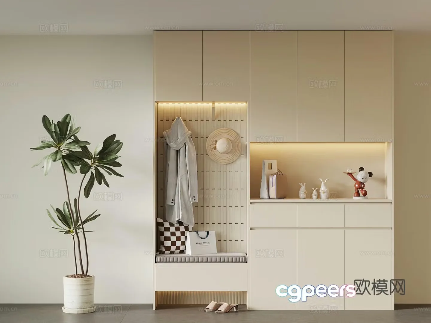 Shoe cabinet French cream style shoe cabinet 3d model