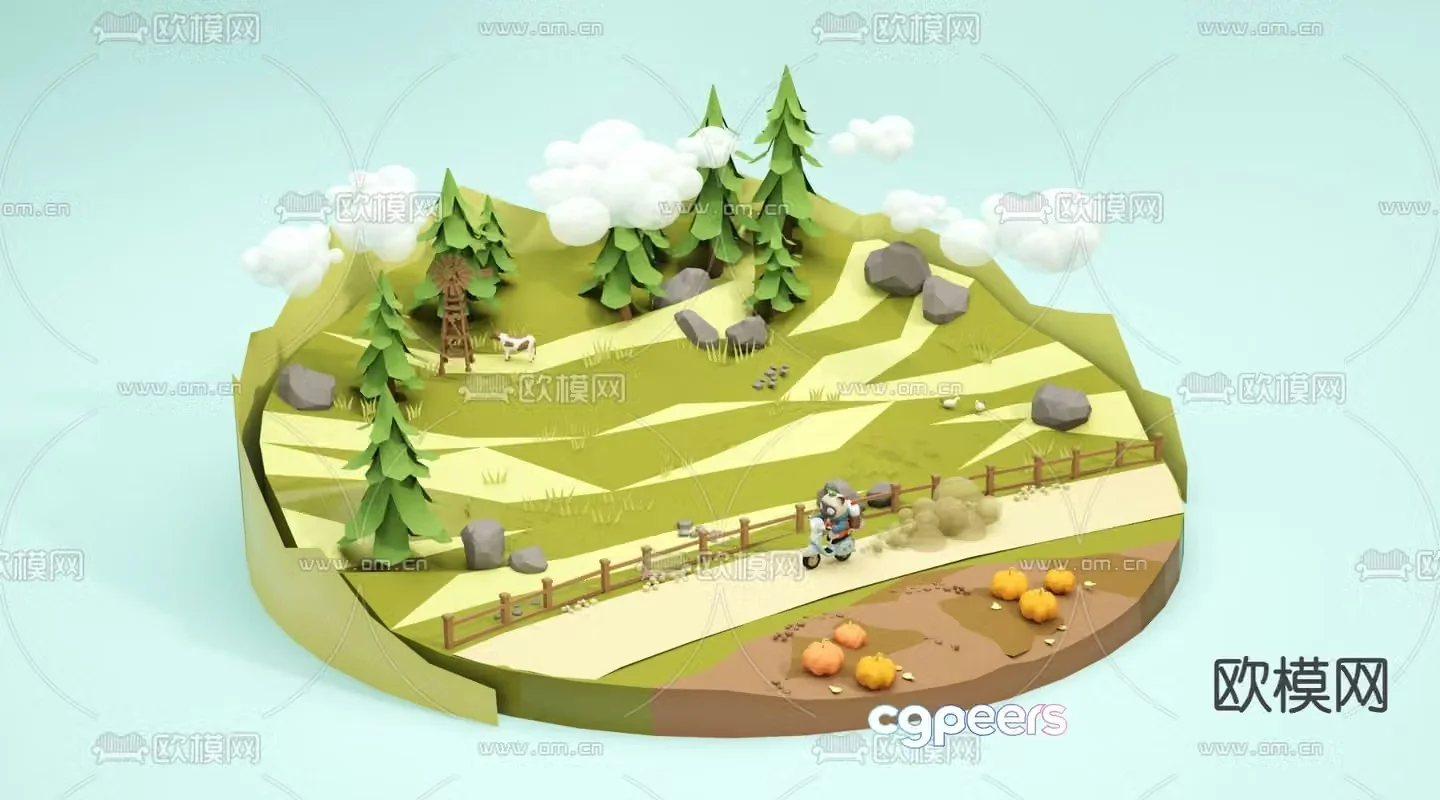 Cartoon scene scene sketch 3d model