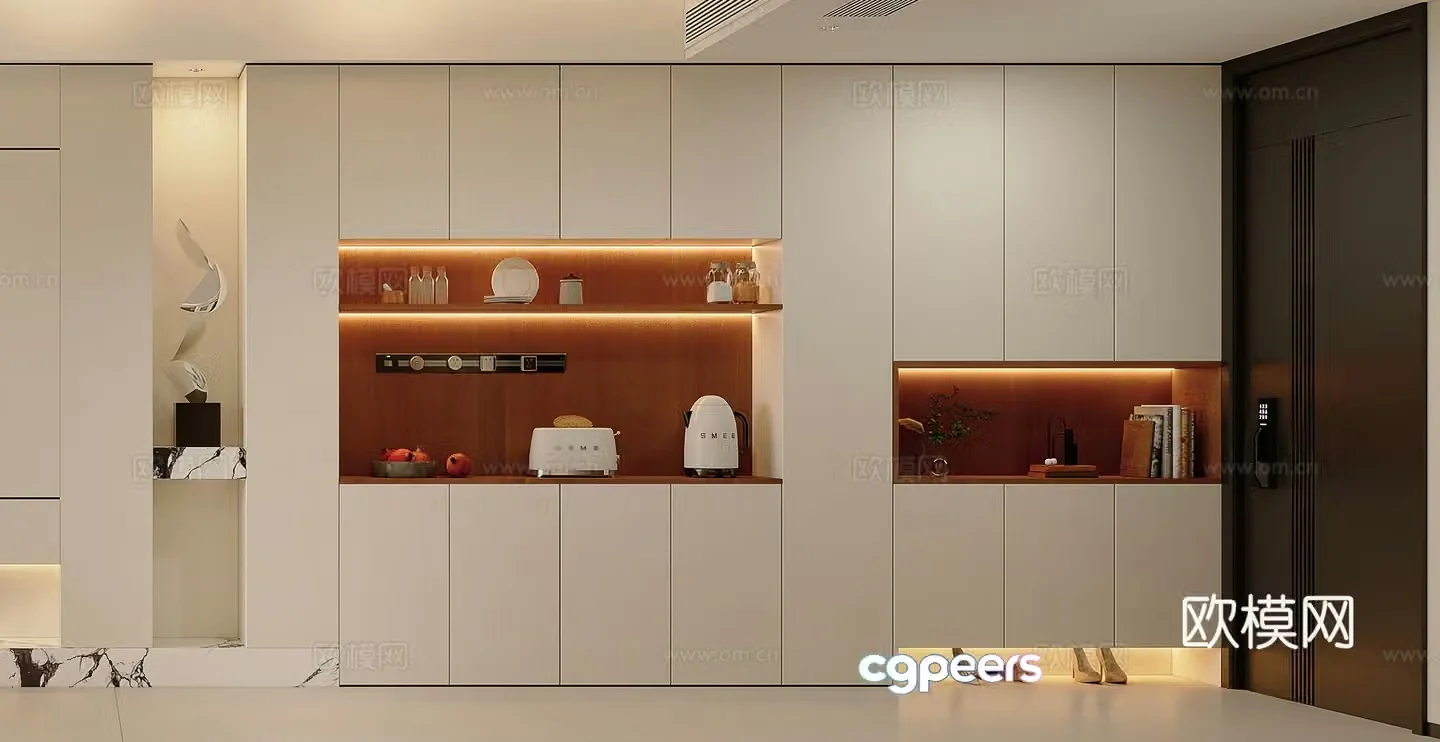 Modern shoe cabinet wine cabinet storage cabinet decorative cabinet track socket shoes high heels ornament 3d model