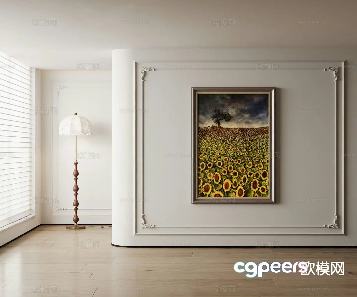 American decorative painting oil painting sunflower hanging painting 3D model