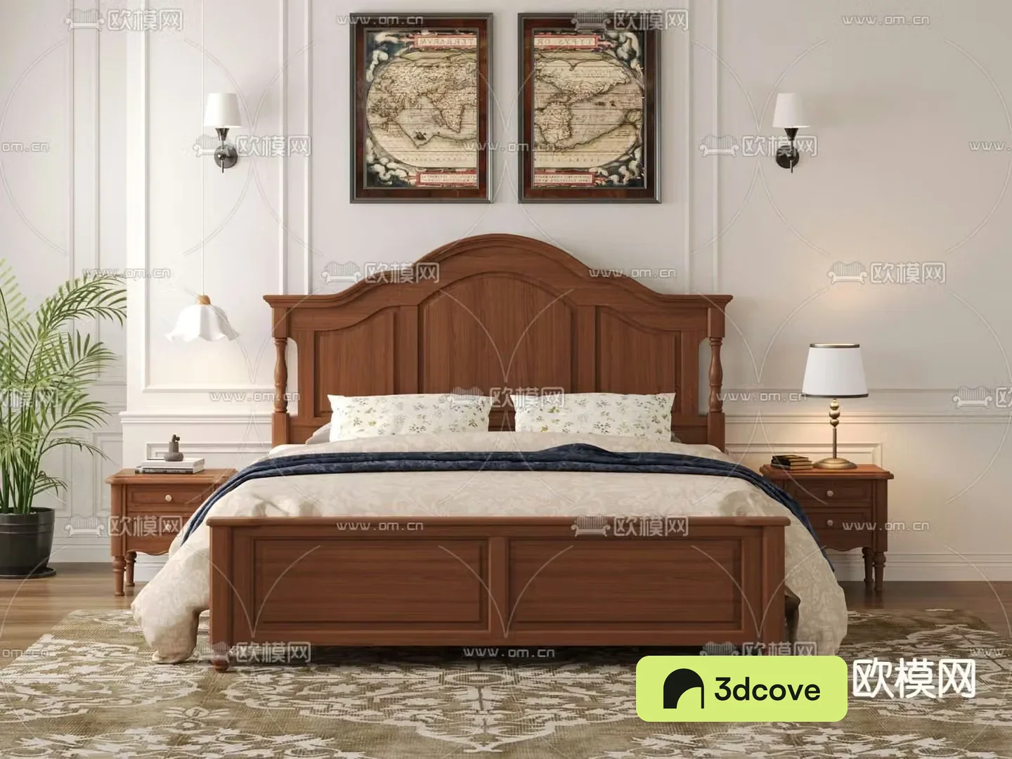 American mahogany double bed