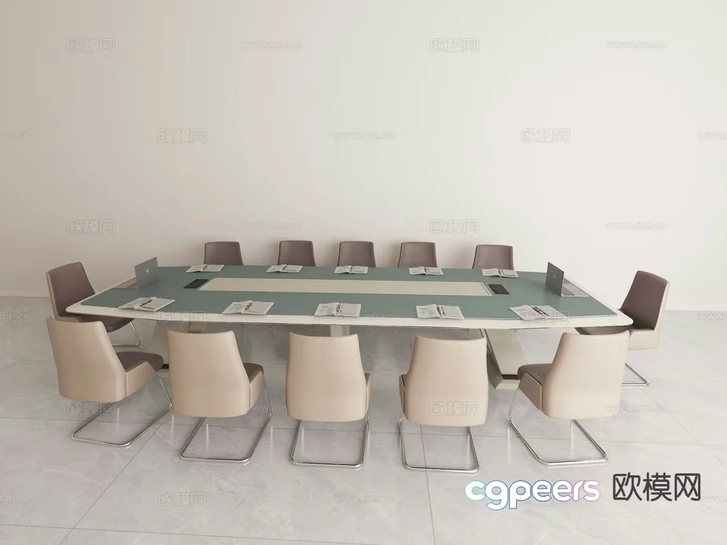 Modern conference table and chairs 3d model