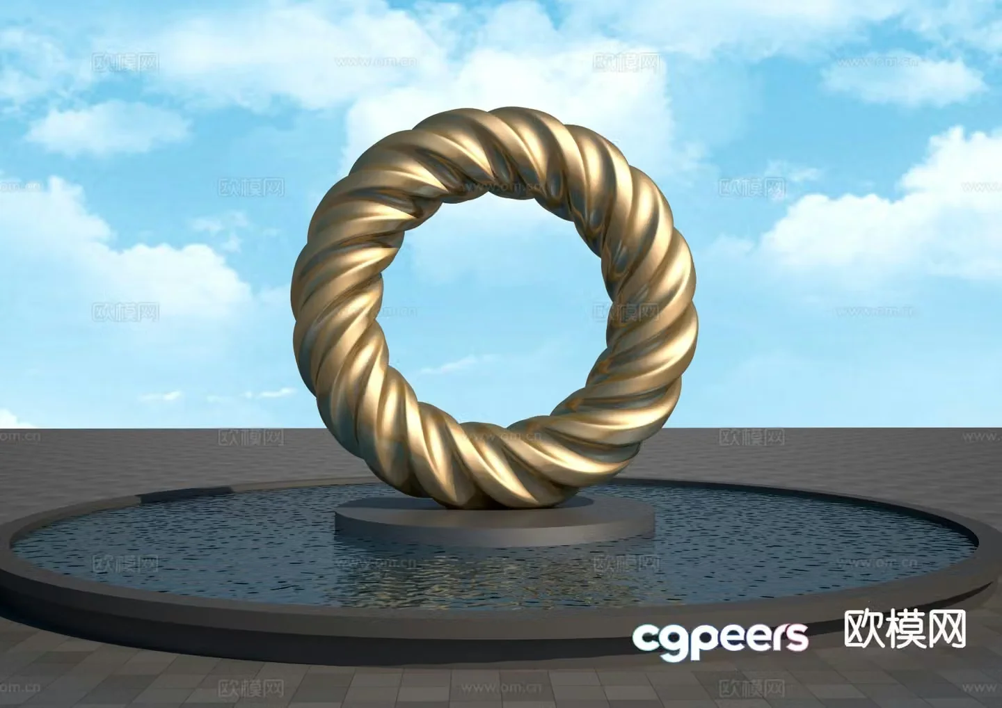 Ring sculpture landscape sculpture 3d model
