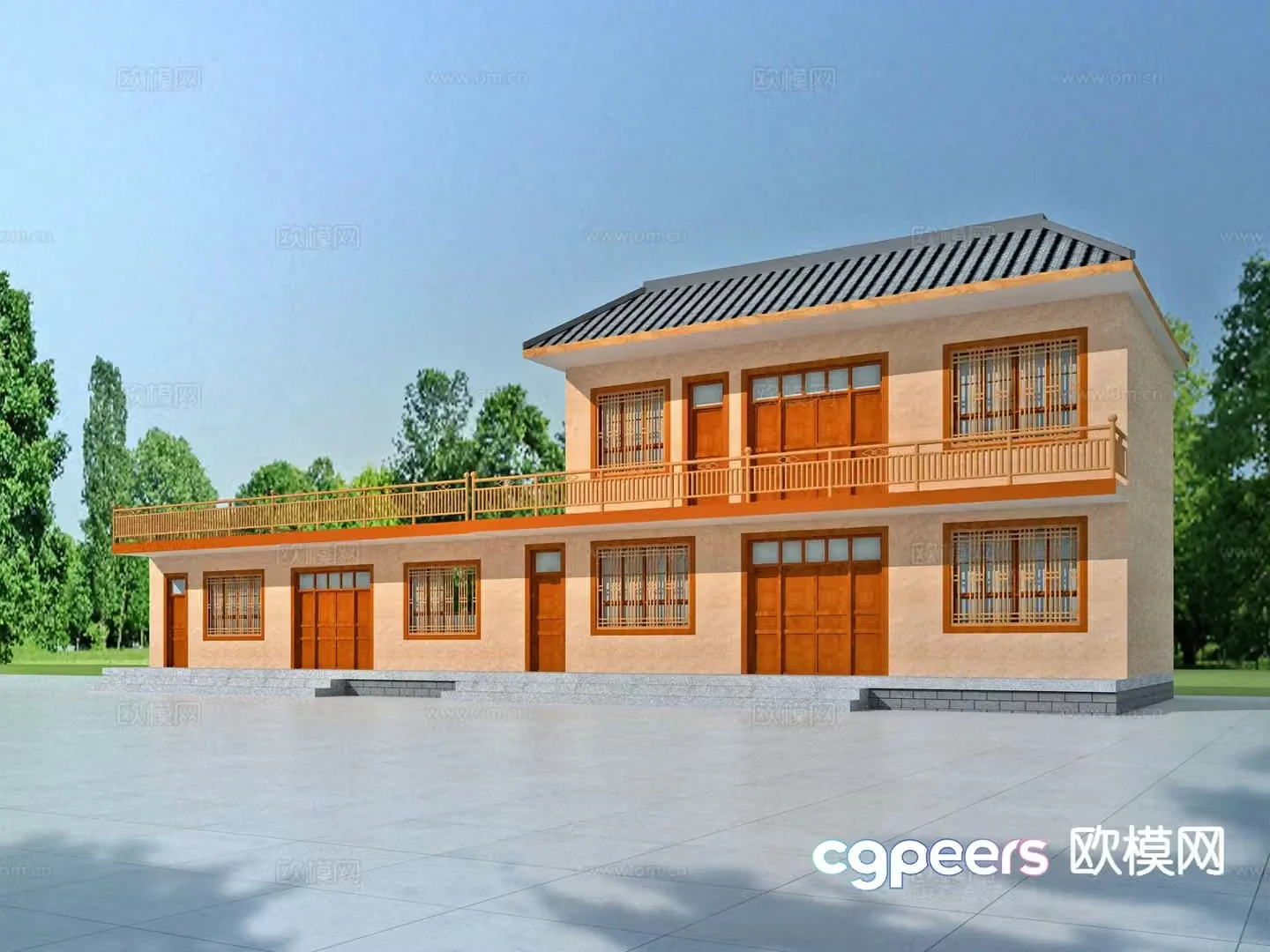 New Chinese style rural house self-built house appearance 3D model