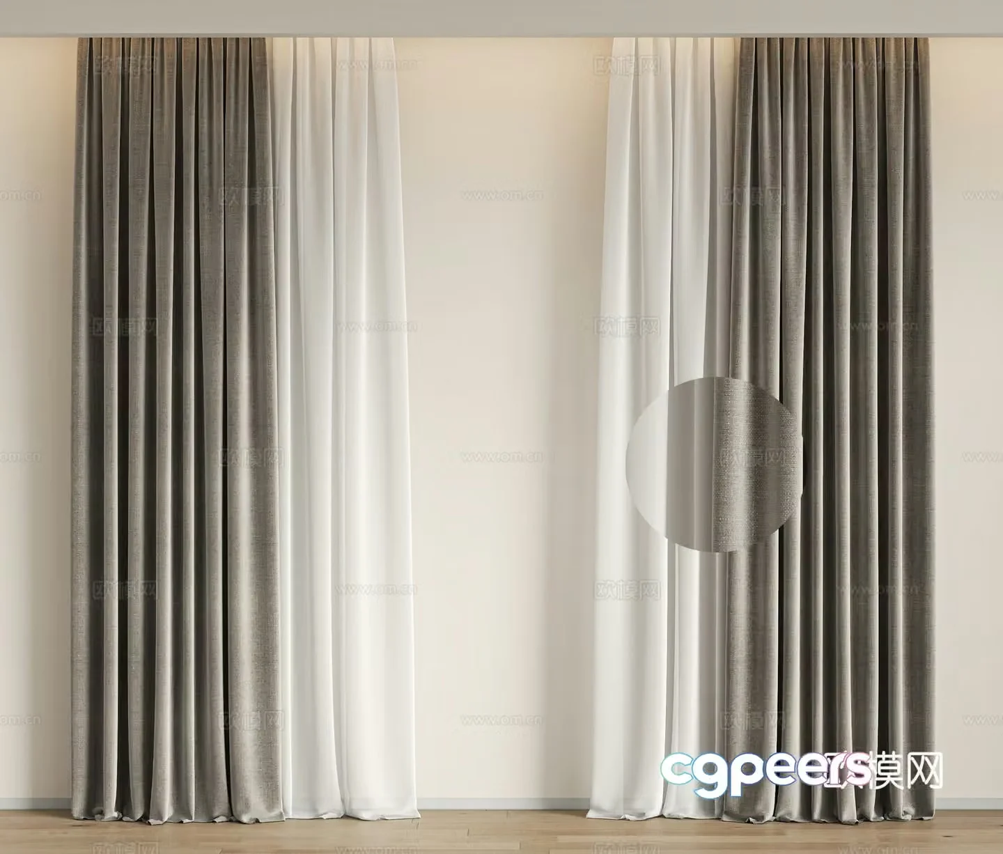 Modern curtain gauze curtain 3d model