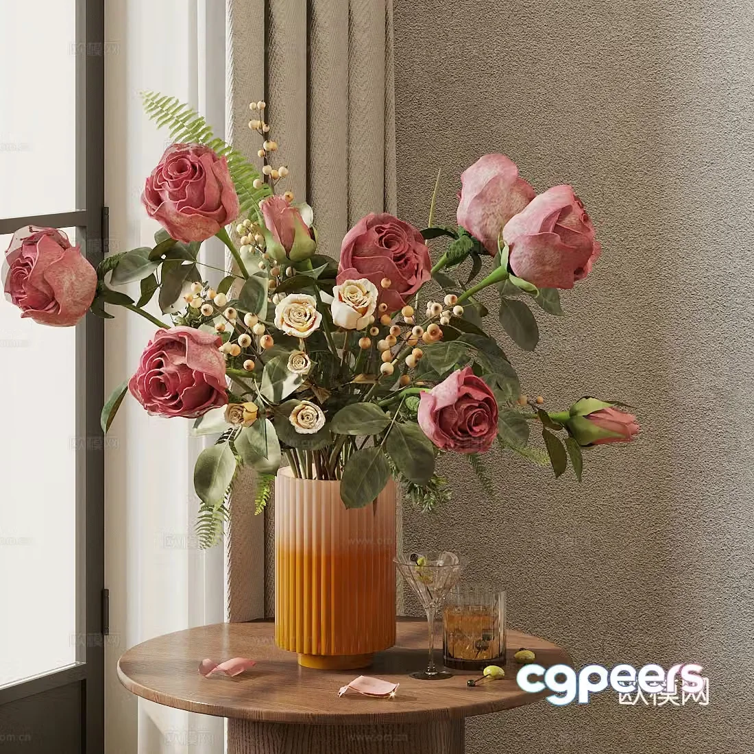 Modern flower art flower art ornaments flower art living room vase ornaments rose flower art 3d model