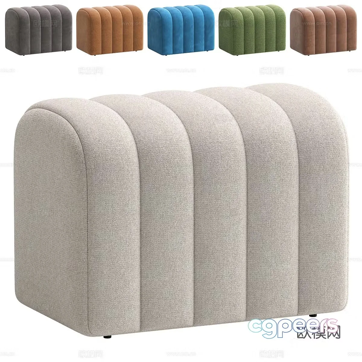 Modern cream style fabric stool 3d model