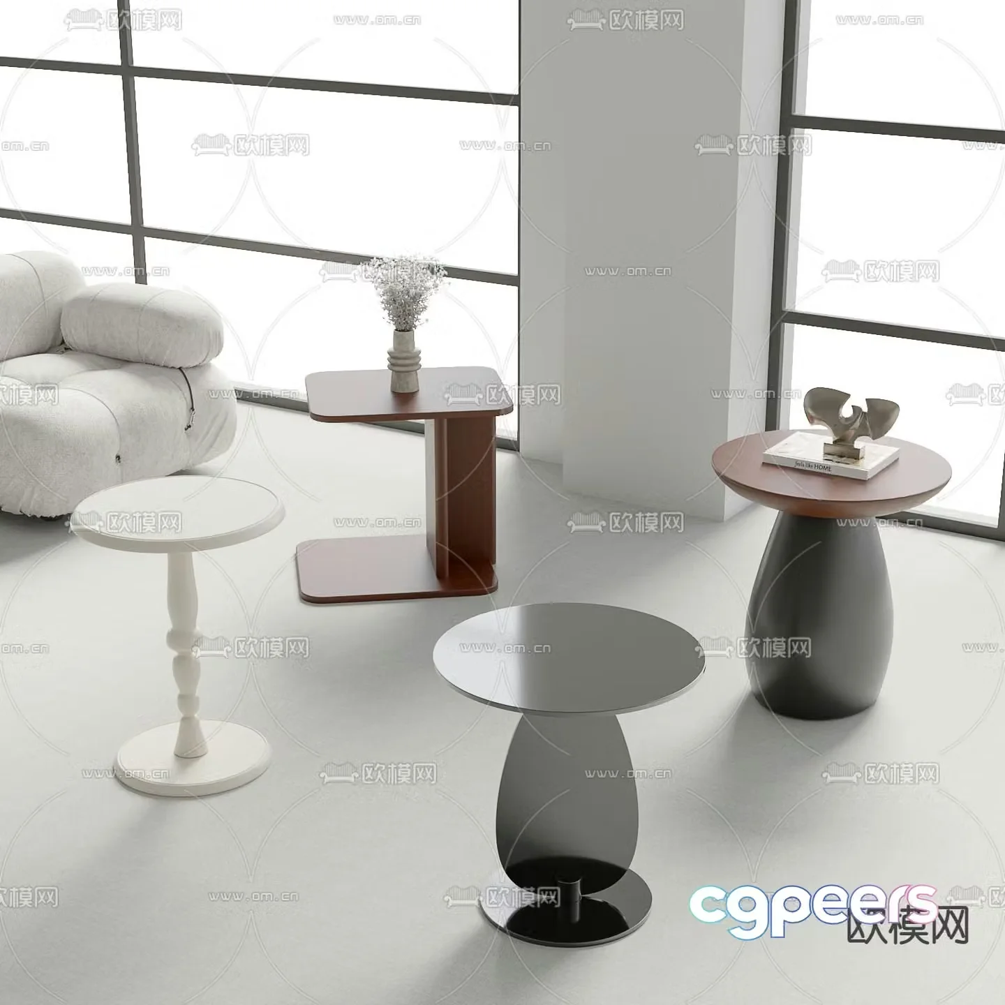 Round table side table angle table 3D model