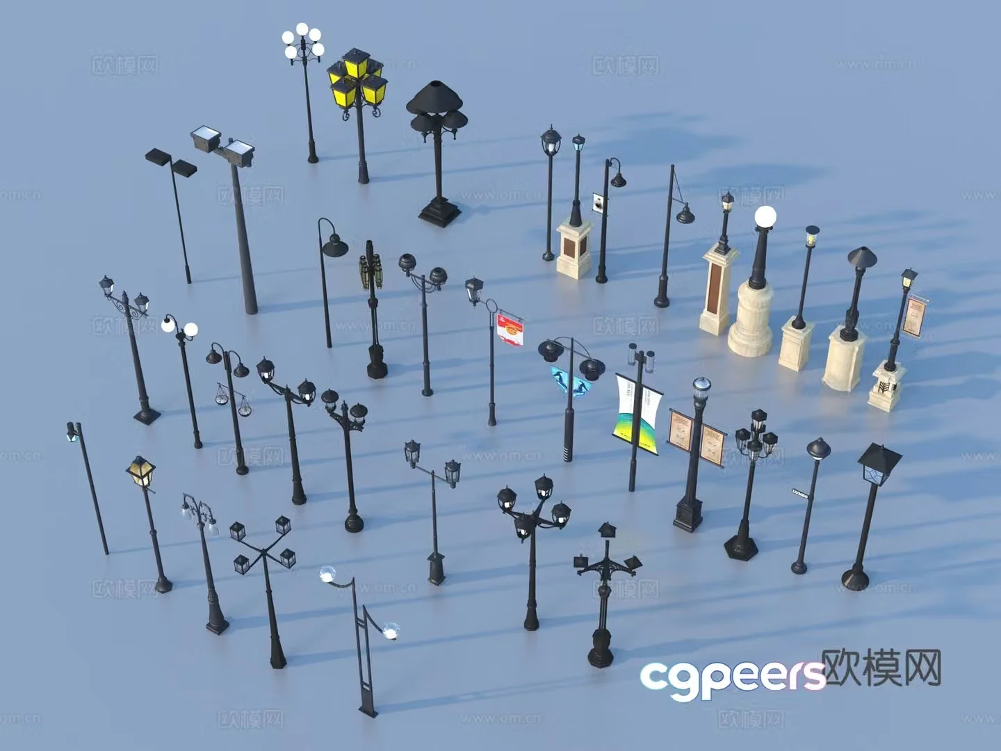 Outdoor street light Outdoor lantern landscape 3D model