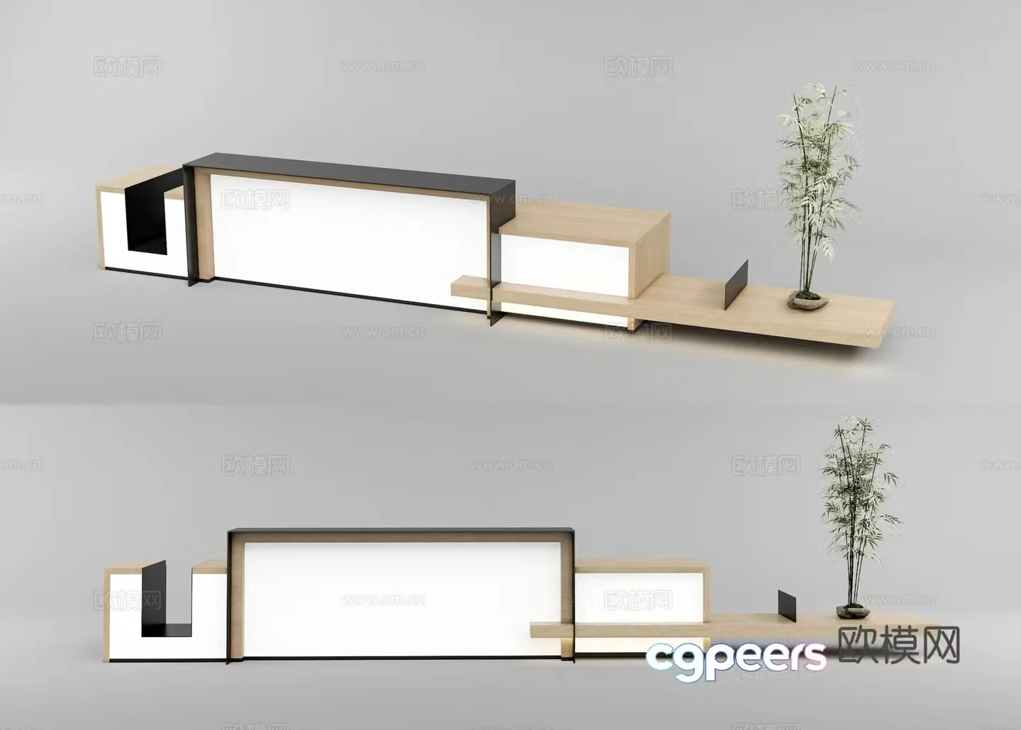 Modern reception desk company front desk 3D model