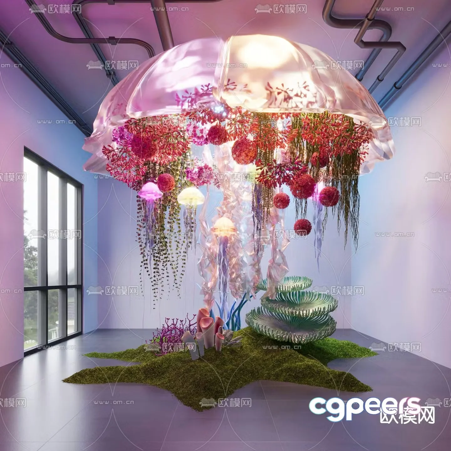 Modern indoor device landscaping 3d model