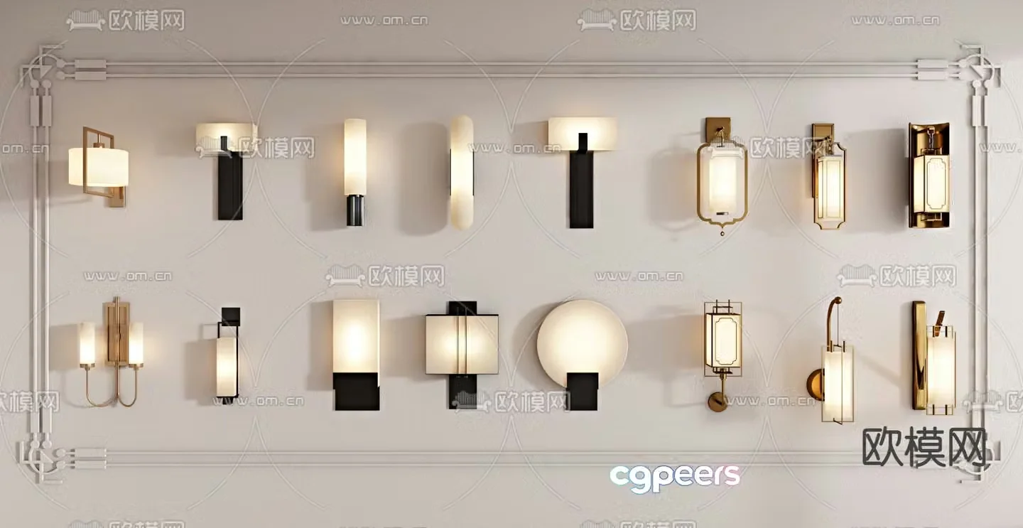 New Chinese style wall lamp 3d model