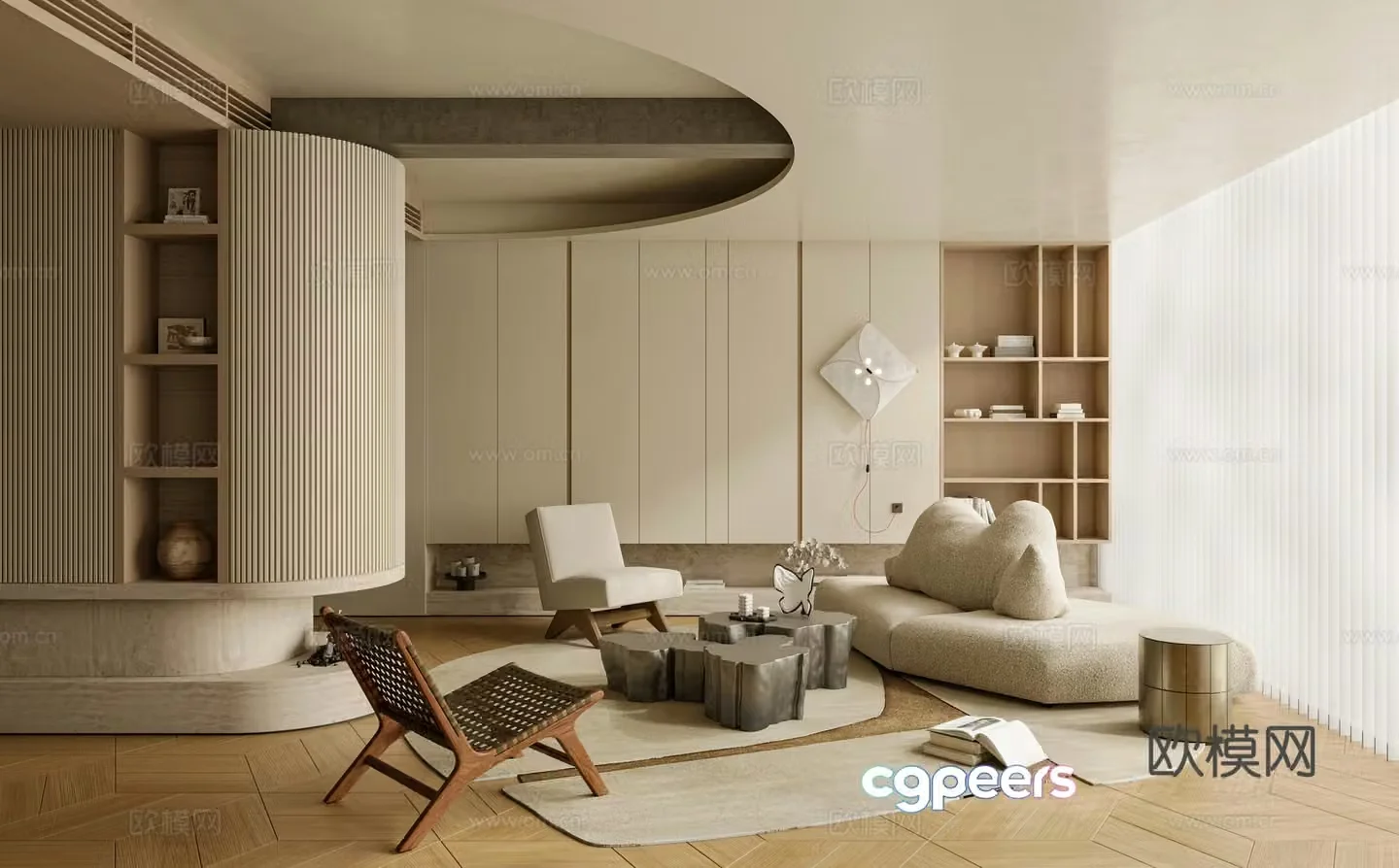 Middle-aged living room 3d model