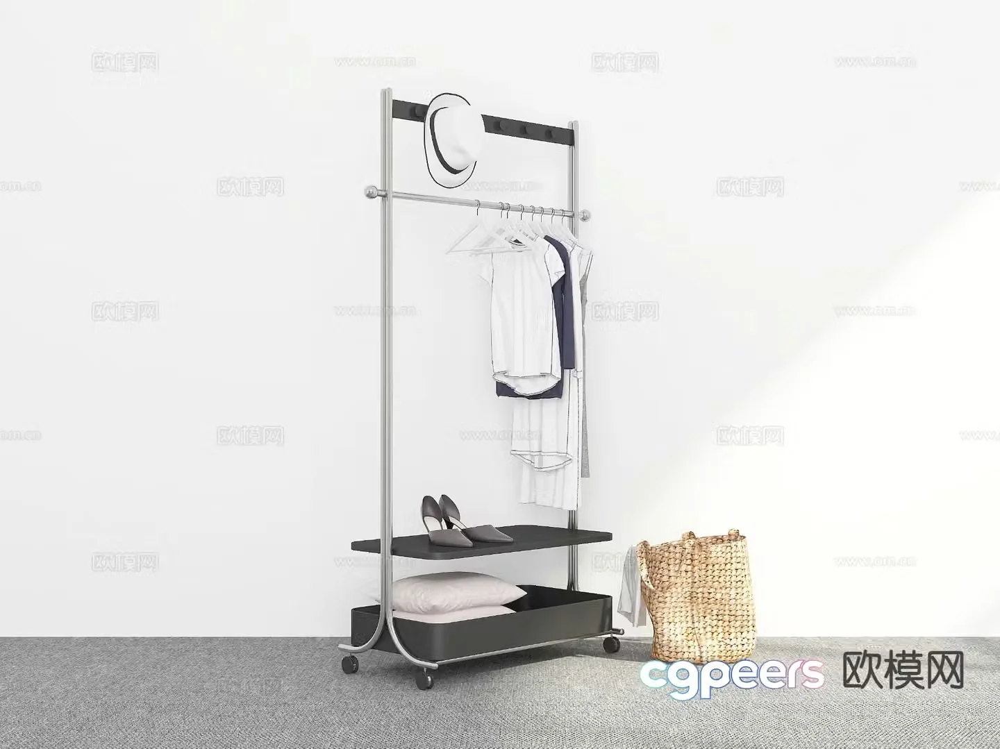 Floor coat rack coat rack 3d model