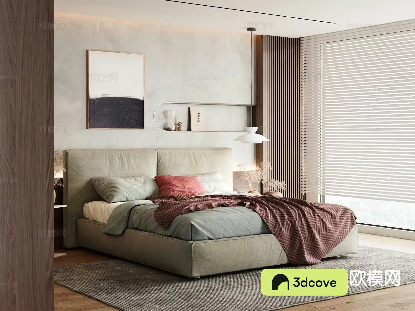 Wabi-sabi style double bed fabric bed