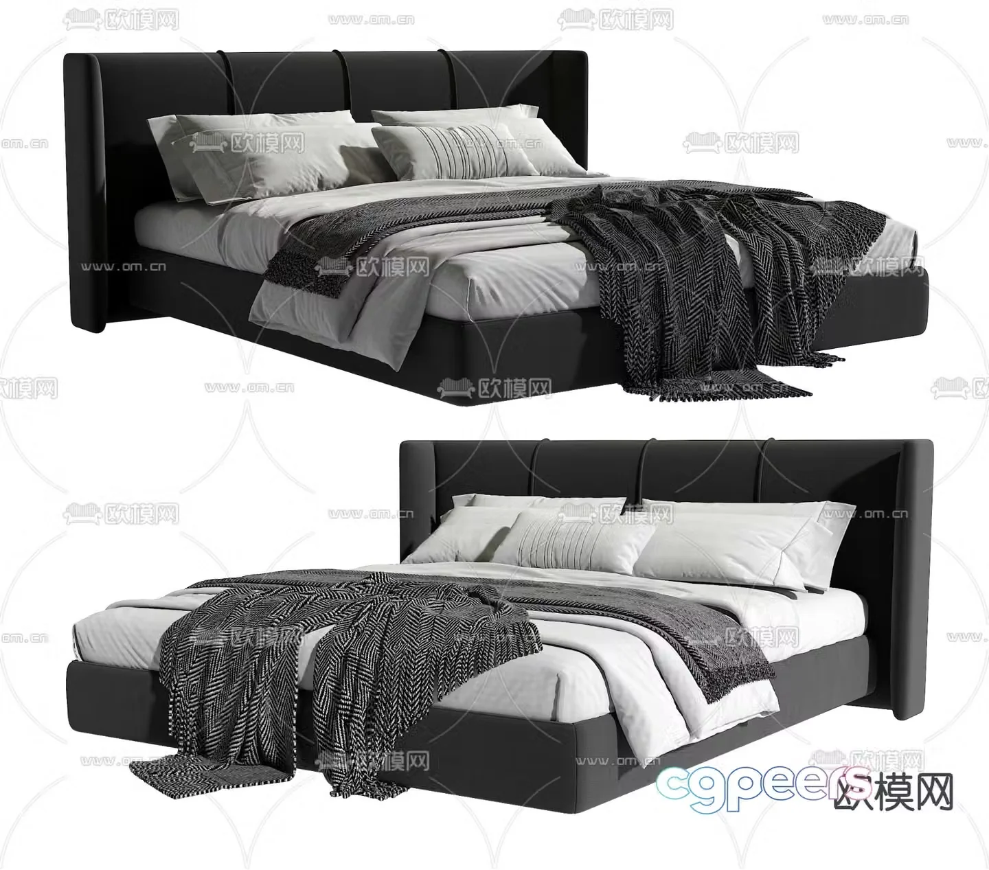 Modern double bed 3d model