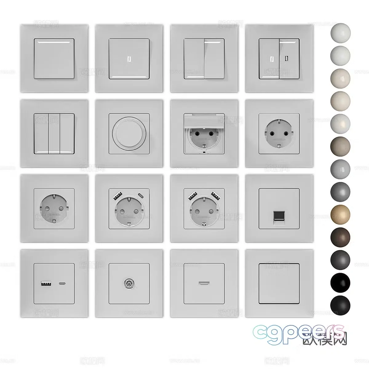 modern socket switch decorative switch 3d model