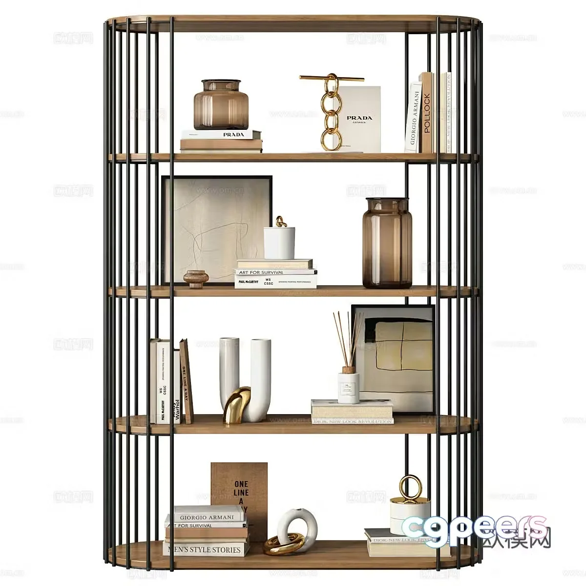 Modern decorative shelf bookshelf display shelf 3d model