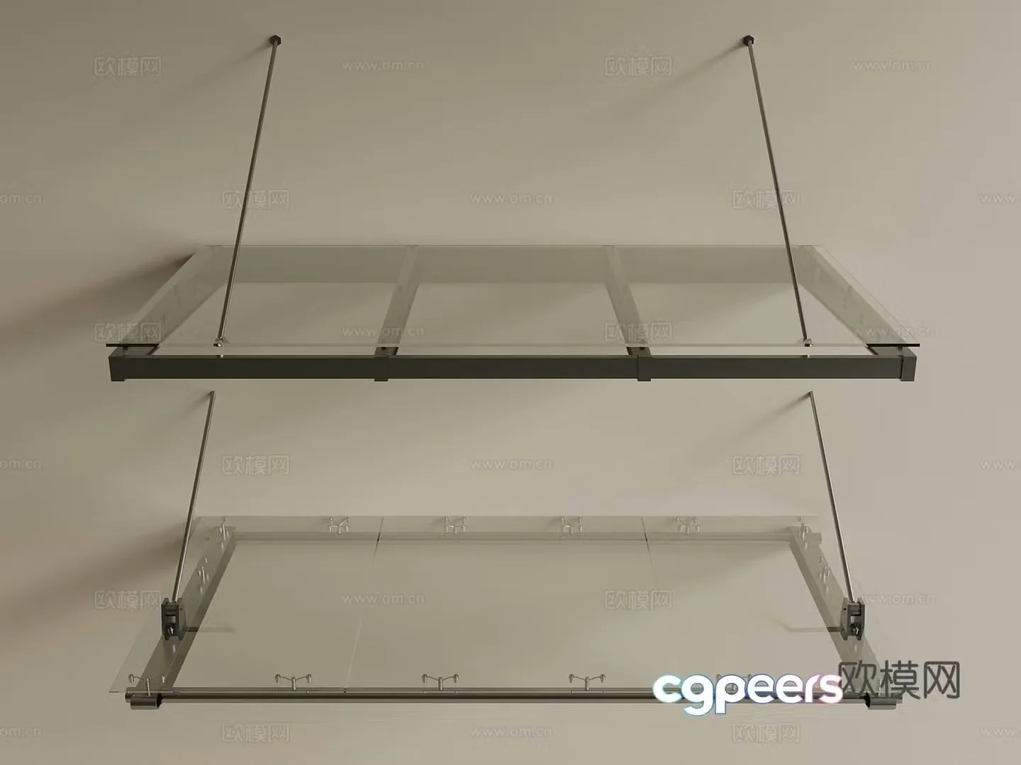 Modern New Chinese Style Awning Awning Retractable Awning Glass Awning Steel 3D Model