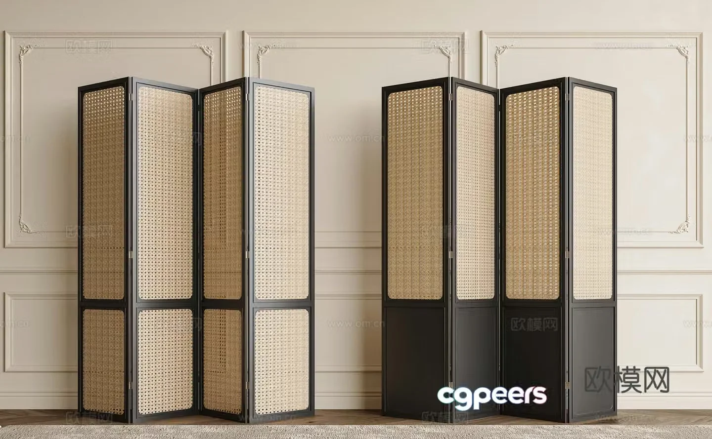 Middle Ages of Wasabi Screen Vine Weaving Screen Vine Weaving Hollow Screen Vine Weaving Partition Foldable Screen 3D Model