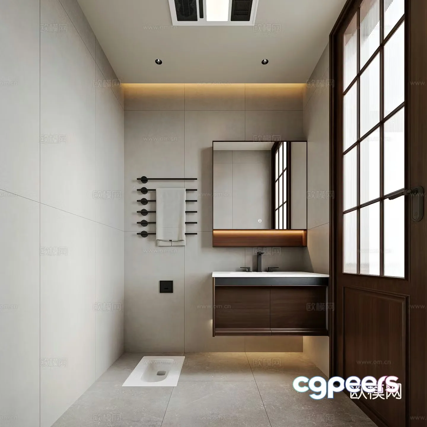 New Chinese style home bathroom 3D model